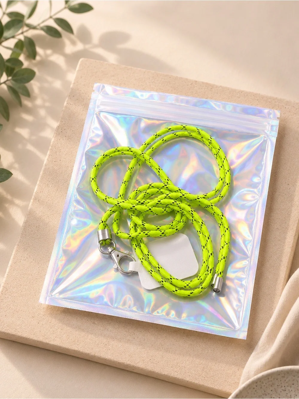 Neon Green Crossbody Cell Phone Lanyard Adjustable Rope Strap ID Badge Holder